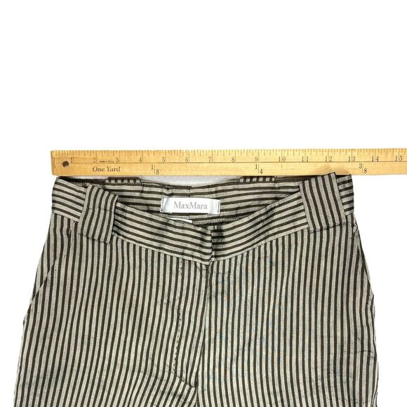 Max Mara Pants Womens Sz 2 Straight Leg Linen Silk Striped Classic Modern Career - Picture 10 of 16